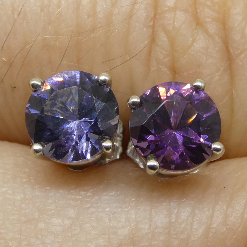 Earing with Spinel Purple/Violet 1.27 carats in 14k White Gold