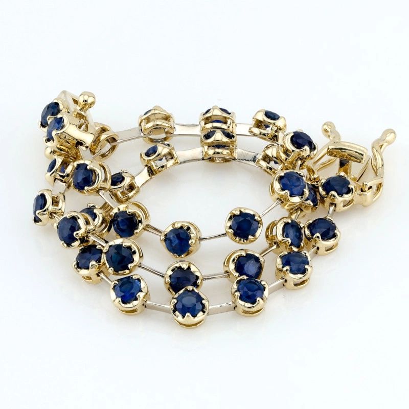 Bracelet with Blue Sapphire 2.58 carats in 14k Yellow Gold